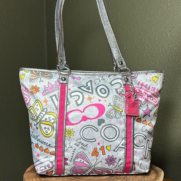 Coach Handbags - COACH Poppy Graffiti Butterfly Glam Tote